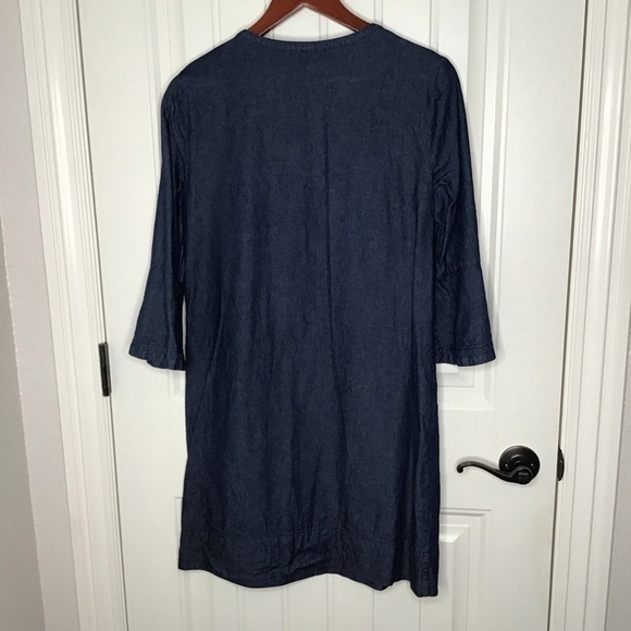 Draper James Chambray Ruffle Shift Dress. - Picture 6 of 10